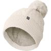 imageDALIX Cable Knit Pom Beanie Soft Stretch Skully Warm Fuzzy Faux Sherpa Winter Ski BeanieCream