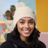 imageDALIX Cable Knit Pom Beanie Soft Stretch Skully Warm Fuzzy Faux Sherpa Winter Ski BeanieCream