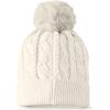 imageDALIX Cable Knit Pom Beanie Soft Stretch Skully Warm Fuzzy Faux Sherpa Winter Ski BeanieCream