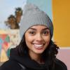 imageDALIX Cable Knit Pom Beanie Soft Stretch Skully Warm Fuzzy Faux Sherpa Winter Ski BeanieGray