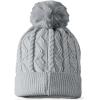 imageDALIX Cable Knit Pom Beanie Soft Stretch Skully Warm Fuzzy Faux Sherpa Winter Ski BeanieGray