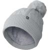 imageDALIX Cable Knit Pom Beanie Soft Stretch Skully Warm Fuzzy Faux Sherpa Winter Ski BeanieGray