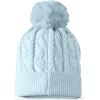 imageDALIX Cable Knit Pom Beanie Soft Stretch Skully Warm Fuzzy Faux Sherpa Winter Ski BeanieLight Blue