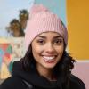 imageDALIX Cable Knit Pom Beanie Soft Stretch Skully Warm Fuzzy Faux Sherpa Winter Ski BeanieMauve