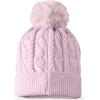 imageDALIX Cable Knit Pom Beanie Soft Stretch Skully Warm Fuzzy Faux Sherpa Winter Ski BeanieOrchid