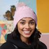 imageDALIX Cable Knit Pom Beanie Soft Stretch Skully Warm Fuzzy Faux Sherpa Winter Ski BeanieOrchid