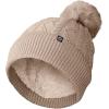 imageDALIX Cable Knit Pom Beanie Soft Stretch Skully Warm Fuzzy Faux Sherpa Winter Ski BeanieTan