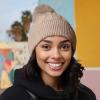 imageDALIX Cable Knit Pom Beanie Soft Stretch Skully Warm Fuzzy Faux Sherpa Winter Ski BeanieTan