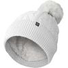 imageDALIX Cable Knit Pom Beanie Soft Stretch Skully Warm Fuzzy Faux Sherpa Winter Ski BeanieWhite