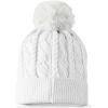 imageDALIX Cable Knit Pom Beanie Soft Stretch Skully Warm Fuzzy Faux Sherpa Winter Ski BeanieWhite