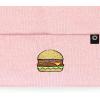 imageDALIX Embroidered Cheeseburger Beanie Cap Cuffed Knit Hat Men WomenPink