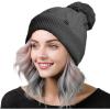 imageDALIX Cable Knit Pom Beanie Soft Stretch Skully Warm Fuzzy Faux Sherpa Winter Ski BeanieCharcoal Gray