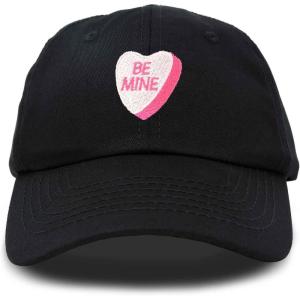 imageBe Mine Valentines Day Candy Hat Womens Embroidered Baseball CapBlack