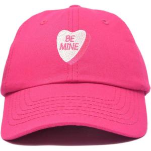imageBe Mine Valentines Day Candy Hat Womens Embroidered Baseball CapHot Pink