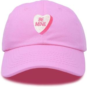 imageBe Mine Valentines Day Candy Hat Womens Embroidered Baseball CapLight Pink