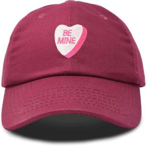imageBe Mine Valentines Day Candy Hat Womens Embroidered Baseball CapMaroon