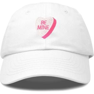 imageBe Mine Valentines Day Candy Hat Womens Embroidered Baseball CapWhite