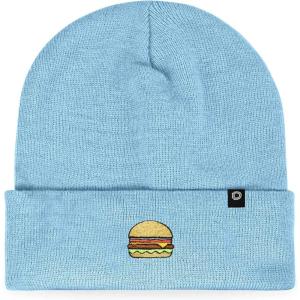 imageDALIX Embroidered Cheeseburger Beanie Cap Cuffed Knit Hat Men WomenBaby Blue