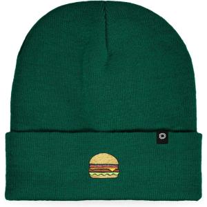 imageDALIX Embroidered Cheeseburger Beanie Cap Cuffed Knit Hat Men WomenGreen