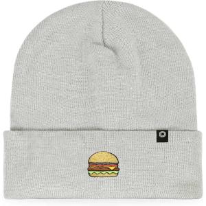 imageDALIX Embroidered Cheeseburger Beanie Cap Cuffed Knit Hat Men WomenLight Gray