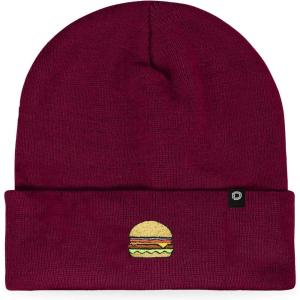 imageDALIX Embroidered Cheeseburger Beanie Cap Cuffed Knit Hat Men WomenMaroon