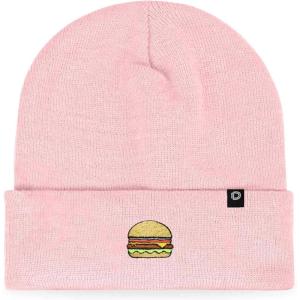 imageDALIX Embroidered Cheeseburger Beanie Cap Cuffed Knit Hat Men WomenPink