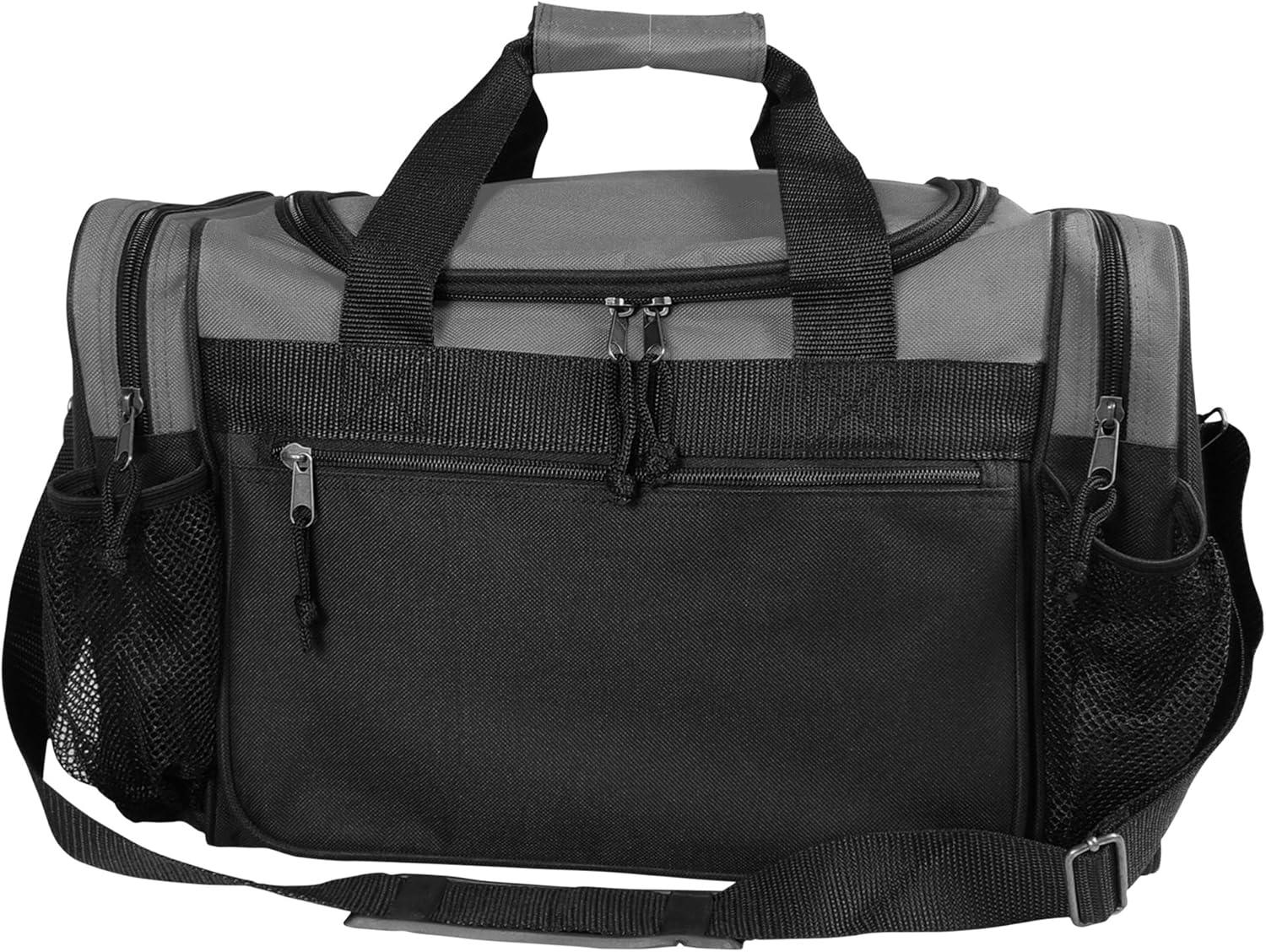 imageDALIX 17quot Duffle Bag Dual Front Mesh Pockets Black Gold Gray Dark Green Navy Blue Maroon Royal Blue Orange Pink Purple Red WhiteGray