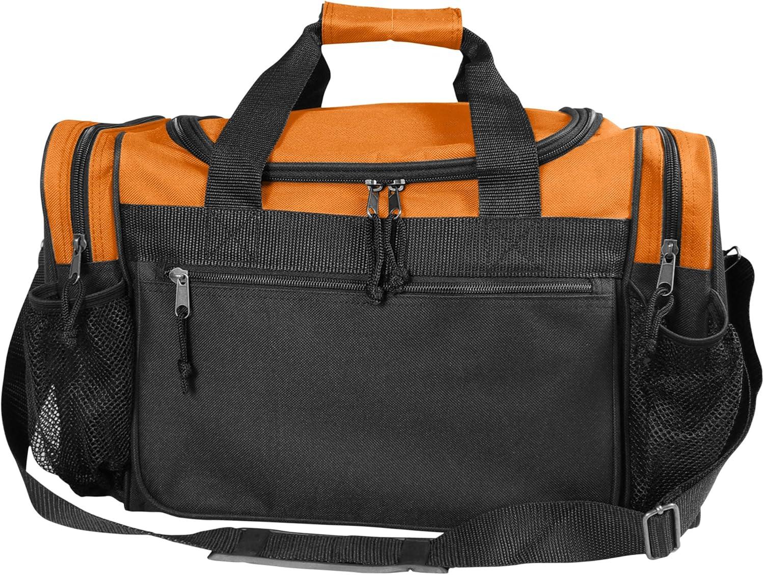 imageDALIX 17quot Duffle Bag Dual Front Mesh Pockets Black Gold Gray Dark Green Navy Blue Maroon Royal Blue Orange Pink Purple Red WhiteOrange