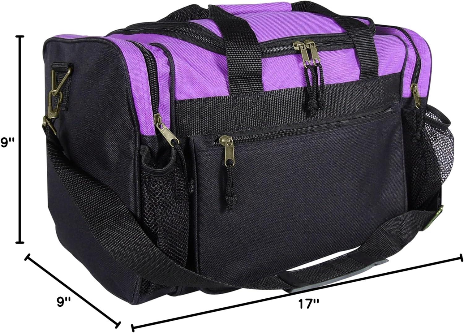 imageDALIX 17quot Duffle Bag Dual Front Mesh Pockets Black Gold Gray Dark Green Navy Blue Maroon Royal Blue Orange Pink Purple Red WhitePurple