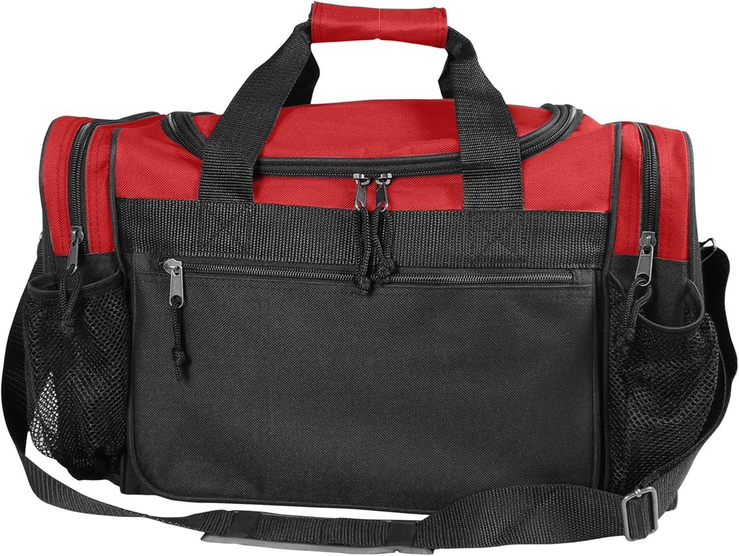 imageDALIX 17quot Duffle Bag Dual Front Mesh Pockets Black Gold Gray Dark Green Navy Blue Maroon Royal Blue Orange Pink Purple Red WhiteRed