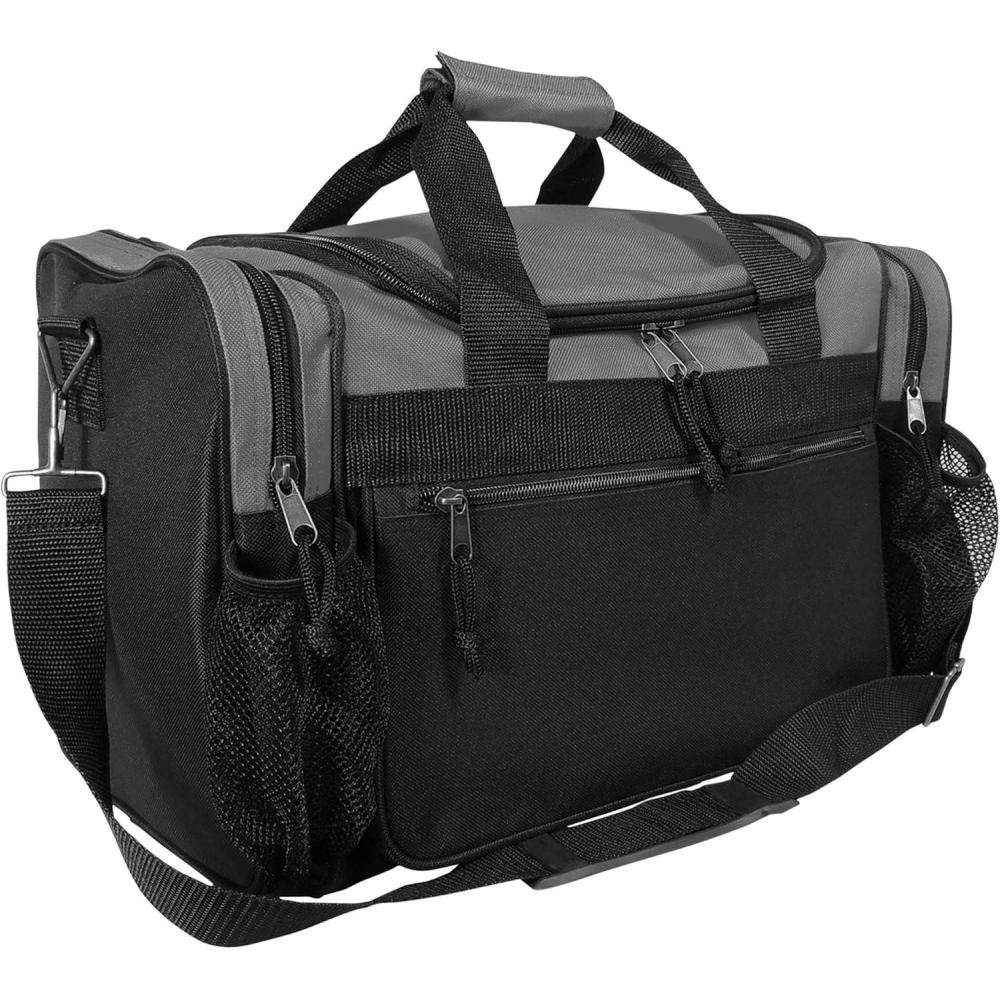 imageDALIX 17quot Duffle Bag Dual Front Mesh Pockets Black Gold Gray Dark Green Navy Blue Maroon Royal Blue Orange Pink Purple Red WhiteGray