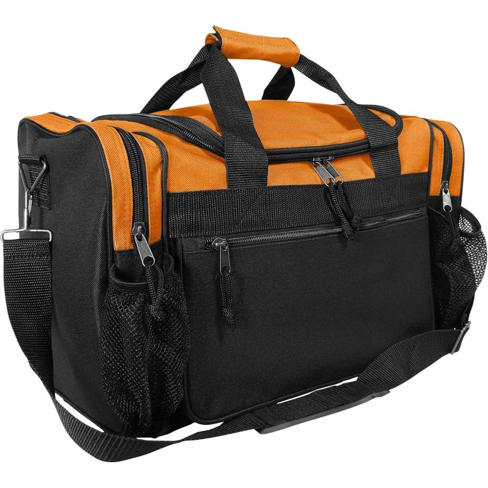 imageDALIX 17quot Duffle Bag Dual Front Mesh Pockets Black Gold Gray Dark Green Navy Blue Maroon Royal Blue Orange Pink Purple Red WhiteOrange