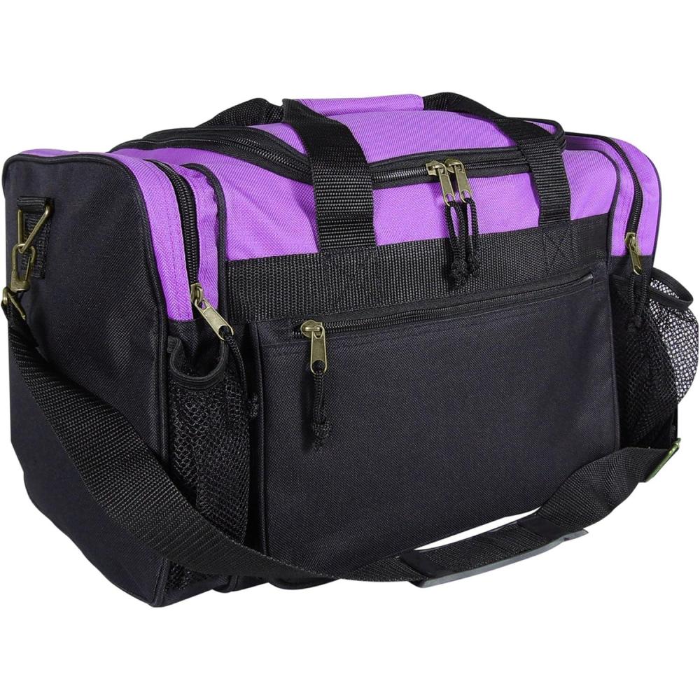 imageDALIX 17quot Duffle Bag Dual Front Mesh Pockets Black Gold Gray Dark Green Navy Blue Maroon Royal Blue Orange Pink Purple Red WhitePurple