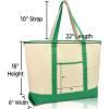 imageDALIX 22 Extra Large Zippered Shopping Tote Grocery Bag with Outer Pocket in Green