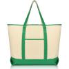 imageDALIX 22 Extra Large Zippered Shopping Tote Grocery Bag with Outer Pocket in Green