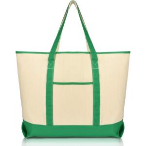 imageDALIX 22 Extra Large Zippered Shopping Tote Grocery Bag with Outer Pocket in Green