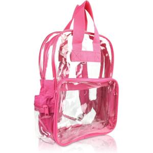 imageDALIX Clear Backpack Bags Smooth Plastic Transparent See Through Turtle GreenHot Pink