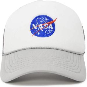 imageDALIX NASA Meatball Insignia Embroidered Trucker HatLight Gray White