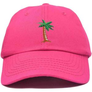 imageDALIX Palm Tree Embroidered Dad Cap Cotton Baseball Cap WomenHot Pink
