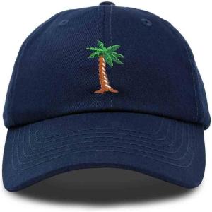 imageDALIX Palm Tree Embroidered Dad Cap Cotton Baseball Cap WomenNavy Blue