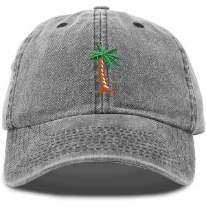 imageDALIX Palm Tree Embroidered Dad Cap Cotton Baseball Cap WomenWashed Black