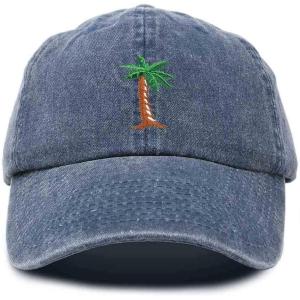 imageDALIX Palm Tree Embroidered Dad Cap Cotton Baseball Cap WomenWashed Navy