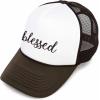 imageDALIX Embroidered Blessed Trucker Cap Hat WomenBrown White
