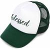 imageDALIX Embroidered Blessed Trucker Cap Hat WomenDark Green White