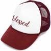 imageDALIX Embroidered Blessed Trucker Cap Hat WomenMaroon White