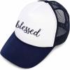 imageDALIX Embroidered Blessed Trucker Cap Hat WomenNavy Blue White