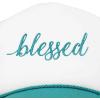 imageDALIX Embroidered Blessed Trucker Cap Hat WomenTeal White