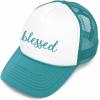 imageDALIX Embroidered Blessed Trucker Cap Hat WomenTeal White
