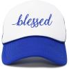 imageDALIX Embroidered Blessed Trucker Cap Hat WomenRoyal White