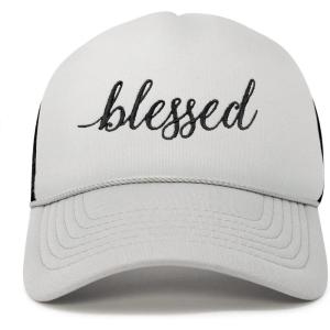 imageDALIX Embroidered Blessed Trucker Cap Hat WomenGray Black